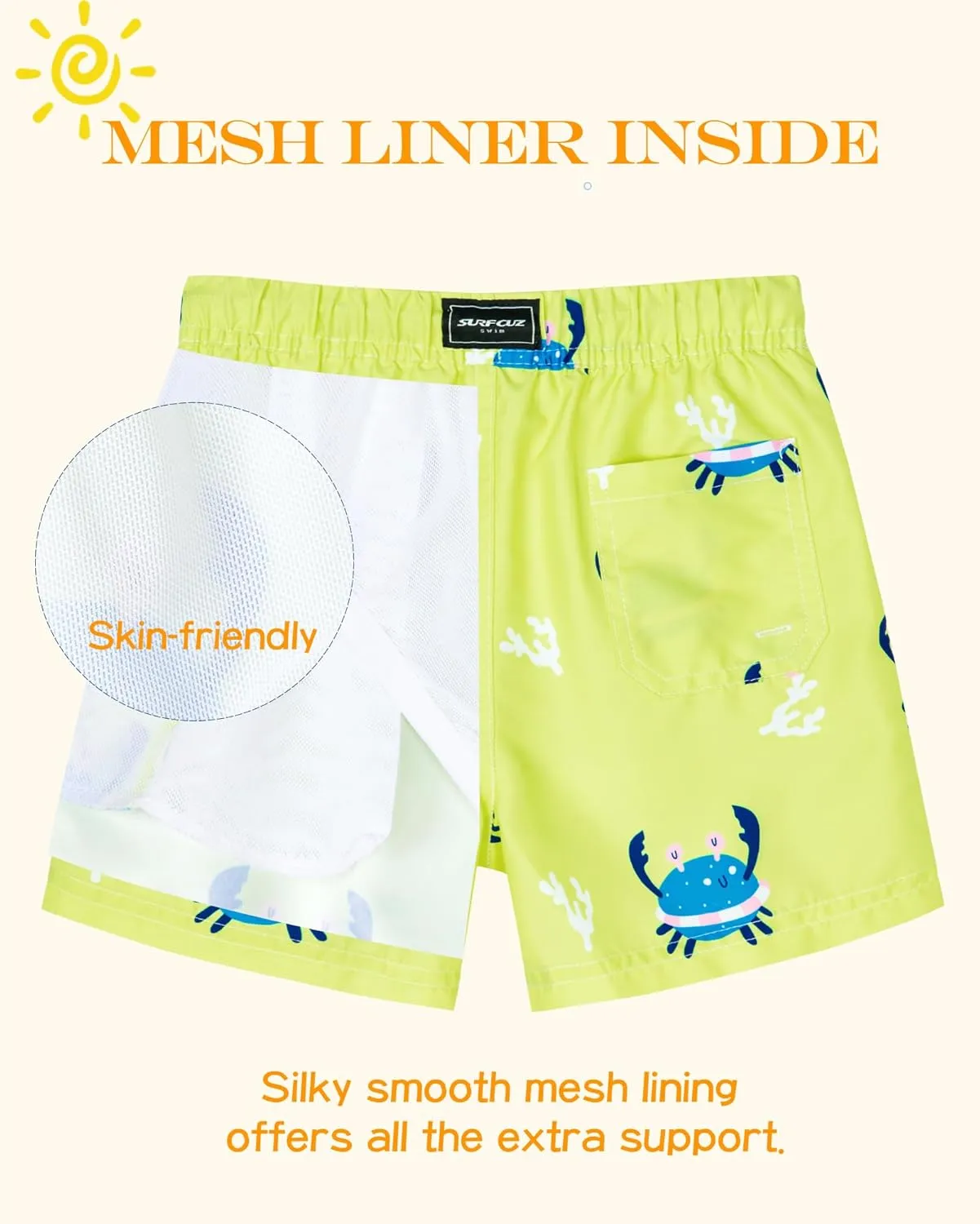 SURF CUZ Surfcuz Little Boys Swim Trunks UPF 50  Toddler Beach Shorts Swimsuit Kids Quick Dry Swimwear