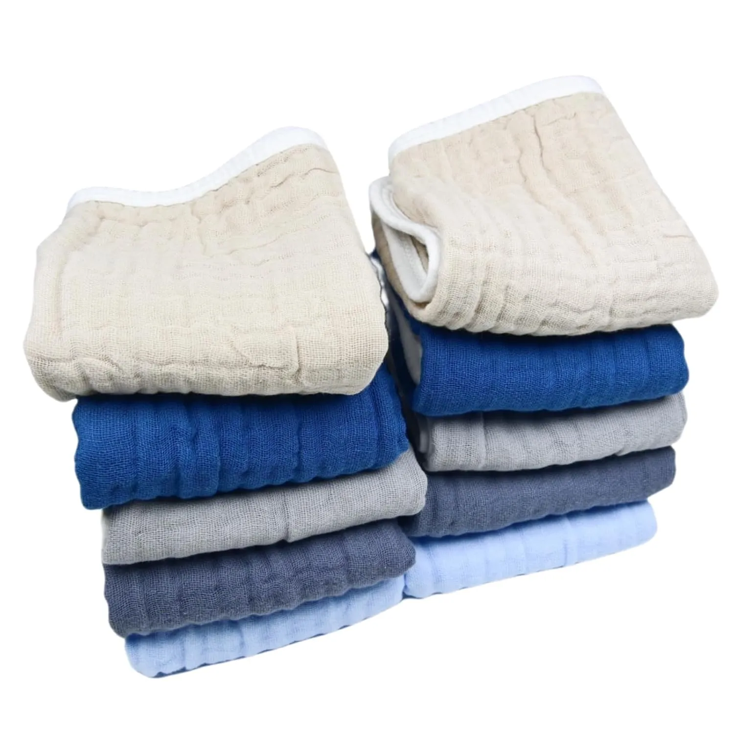 Synrroe Burp Cloths Large, Muslin Burp Cloths for Baby Girls and Boys, Pack of 10 Extra Absorbent and Soft Muslin, 6 Layers 20 by 10 Inches 100% Cotton (Mix 10 Pack)