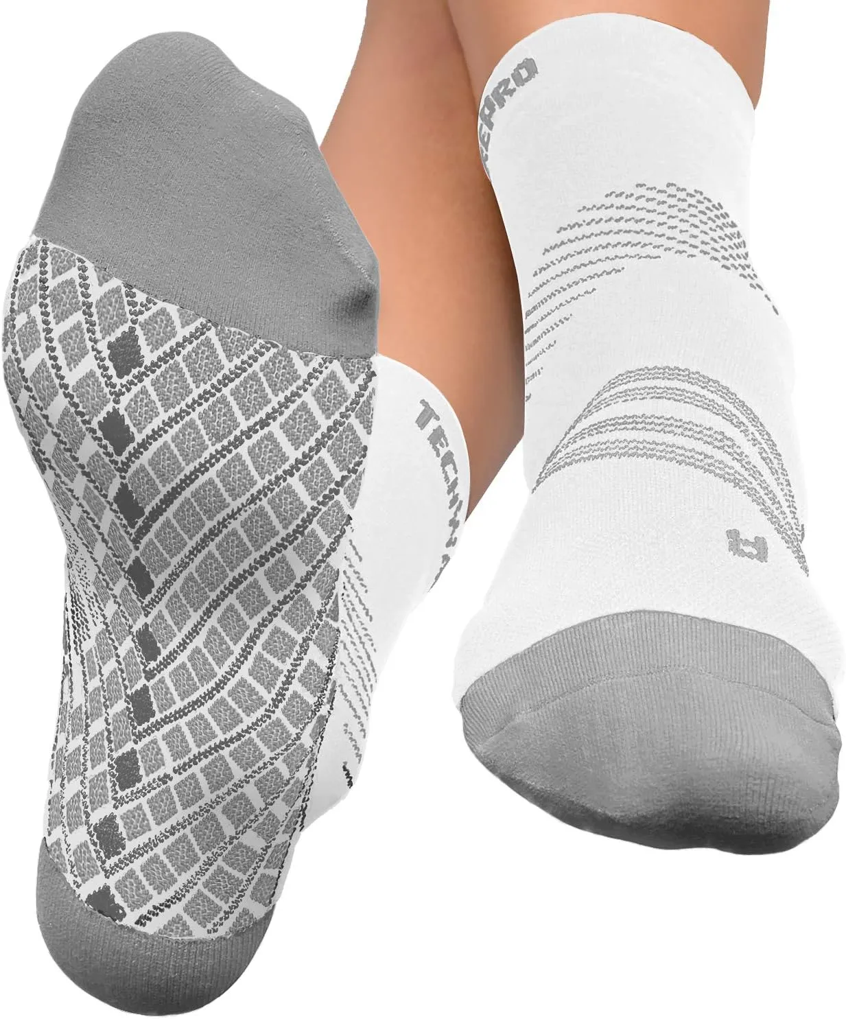 TechWare Pro Plantar Fasciitis Socks  Cushion Ankle Compression Socks Women & Men. Achilles Tendonitis Brace & Arch Support