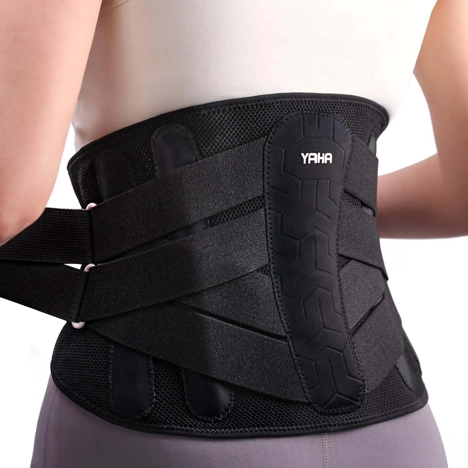 YAHA Back Brace for Lower Back Pain Women/Men, Back Support for Work, Heavy Lifting with Ergonomic Lumbar Pad, Breathable Lumbar Support Belt with 5 Stays for Sciatica, Herniated Disc, Scoliosis - XL